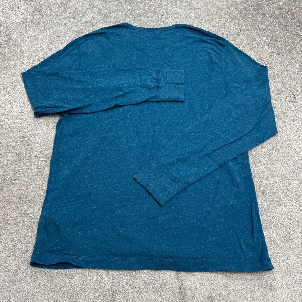 J.Crew Knit Goods Slim Flagstone Marled Henley Long Sleeve shirt Mens XL Blue
